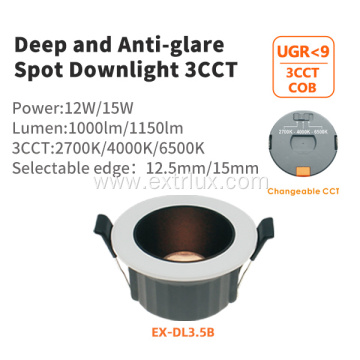 Black Deep Anti-glare Spot Downlight 12W15W 3CCT